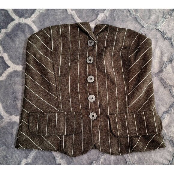 Kirious Los Angeles Grey & White Pinstripe Strapless Vest XS - Picture 1 of 4